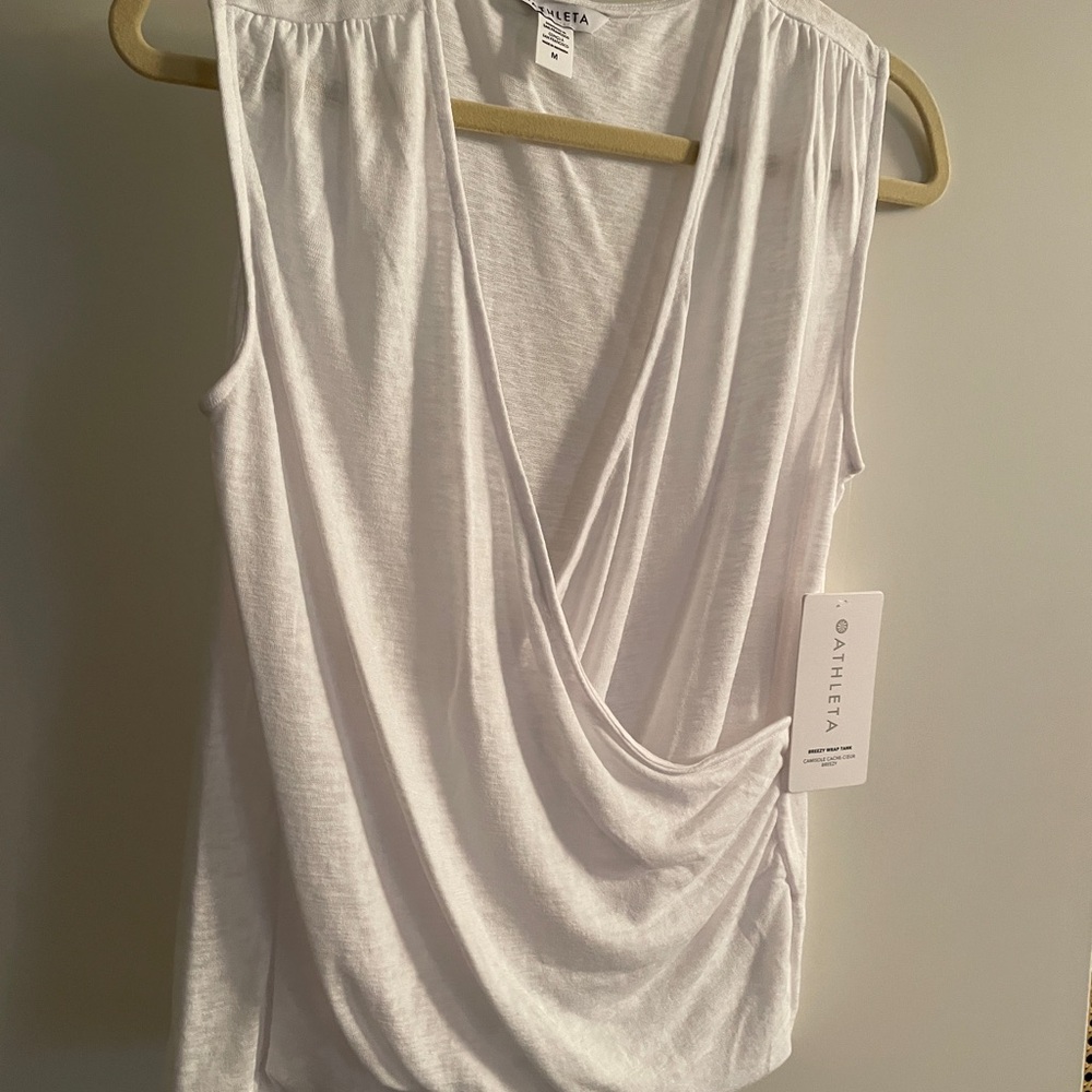 Athleta White Sleeveless Wrap Top